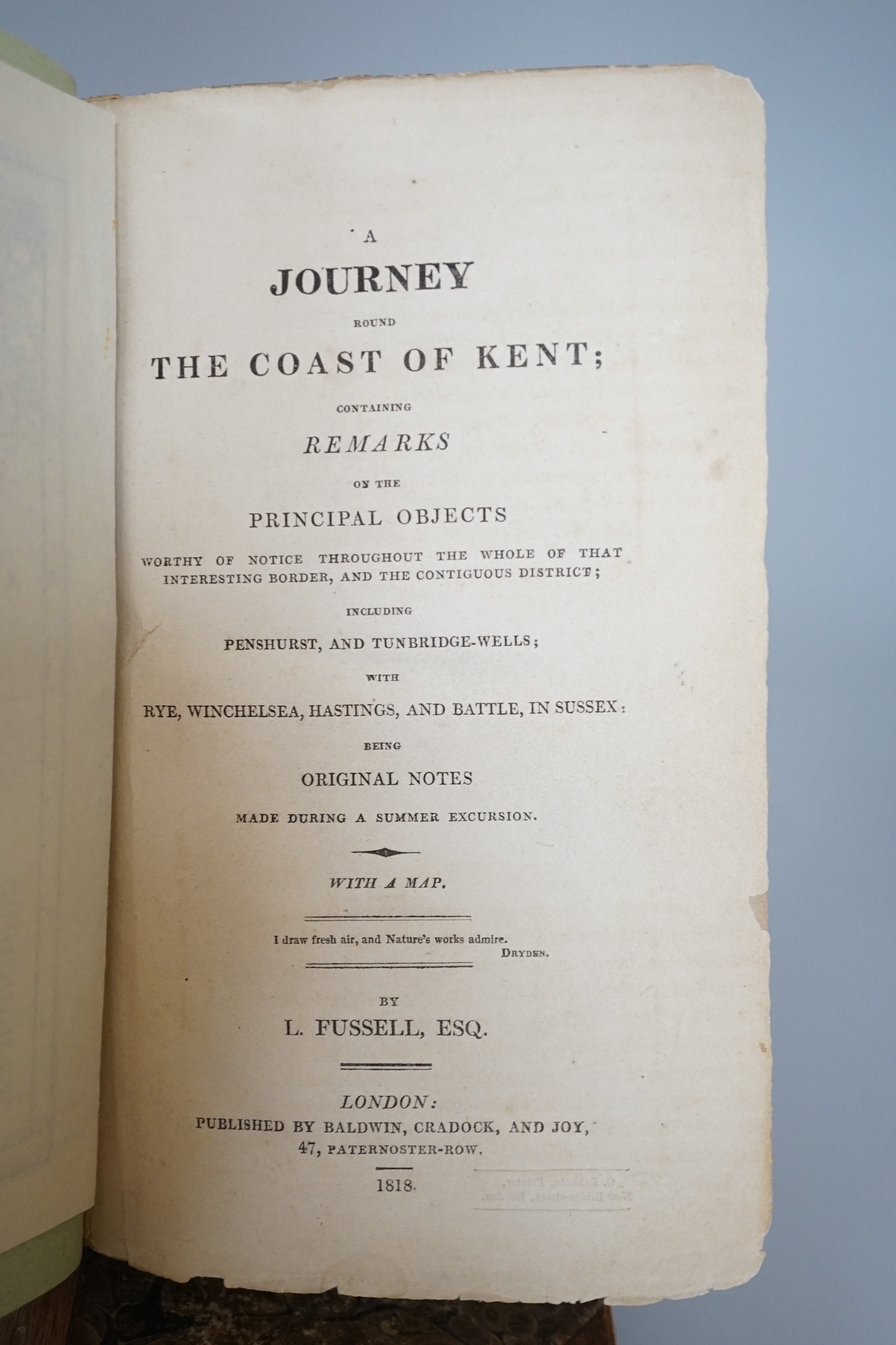 Fussell, L.A. - Journey Round the Coast of Kent, 8vo, rebound, facsimile folding map